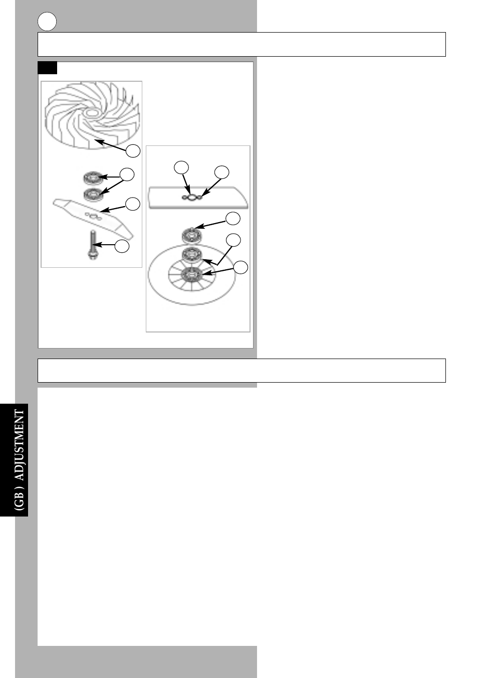 6(gb ) adjustment, Adjusting the cutting height, Removing & fitting the blade & fan | Flymo GT500 User Manual | Page 8 / 14