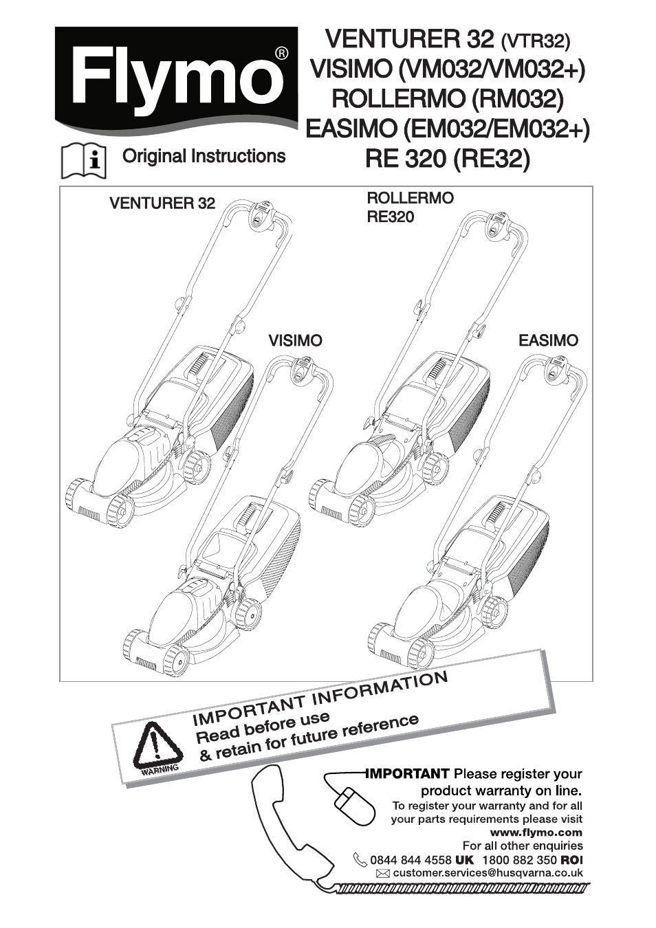 Flymo VENTURER VTR32 User Manual | 9 pages