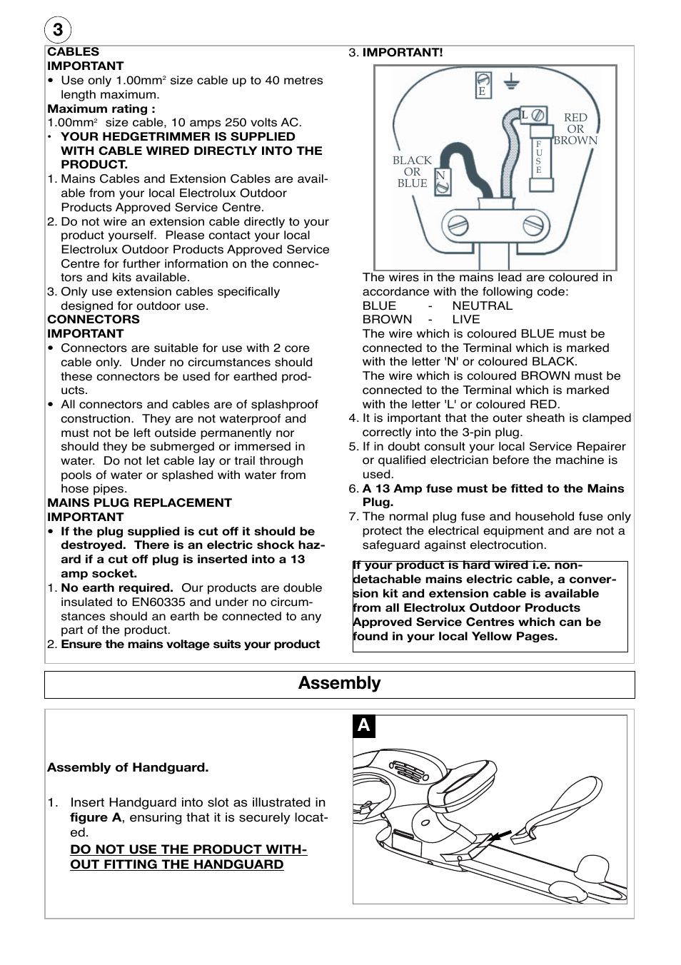 Assembly, Assembly a | Flymo HT60 User Manual | Page 4 / 8