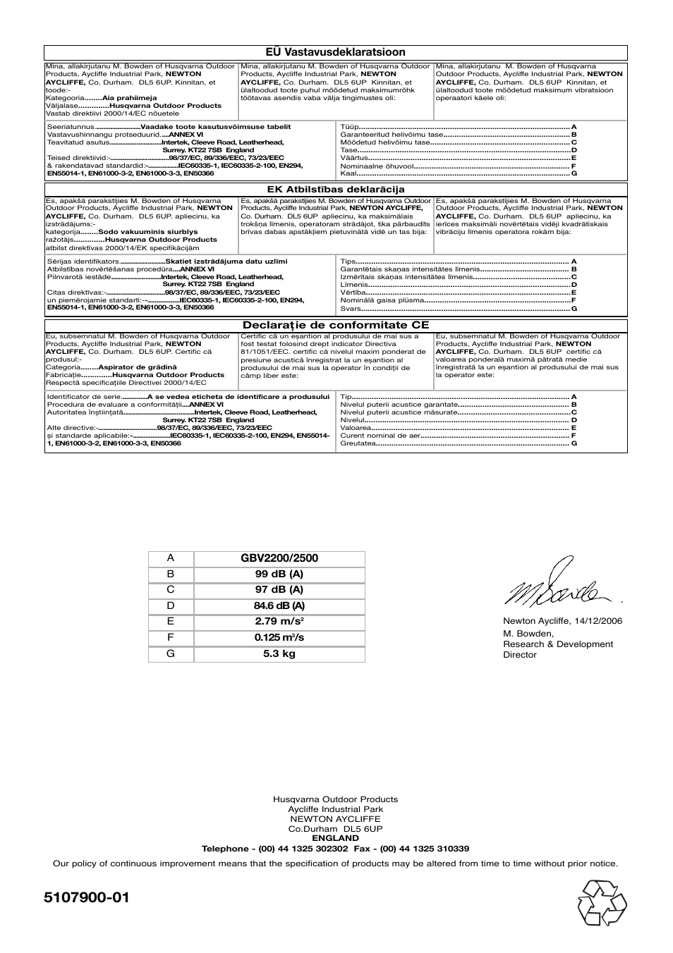 Eü vastavusdeklaratsioon | Flymo SCIROCCO 2200 User Manual | Page 52 / 52