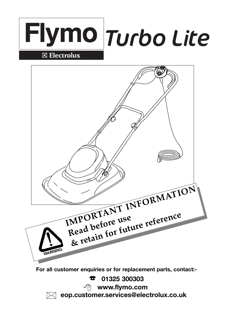 Flymo Turbo Lite 350/400 User Manual | 8 pages
