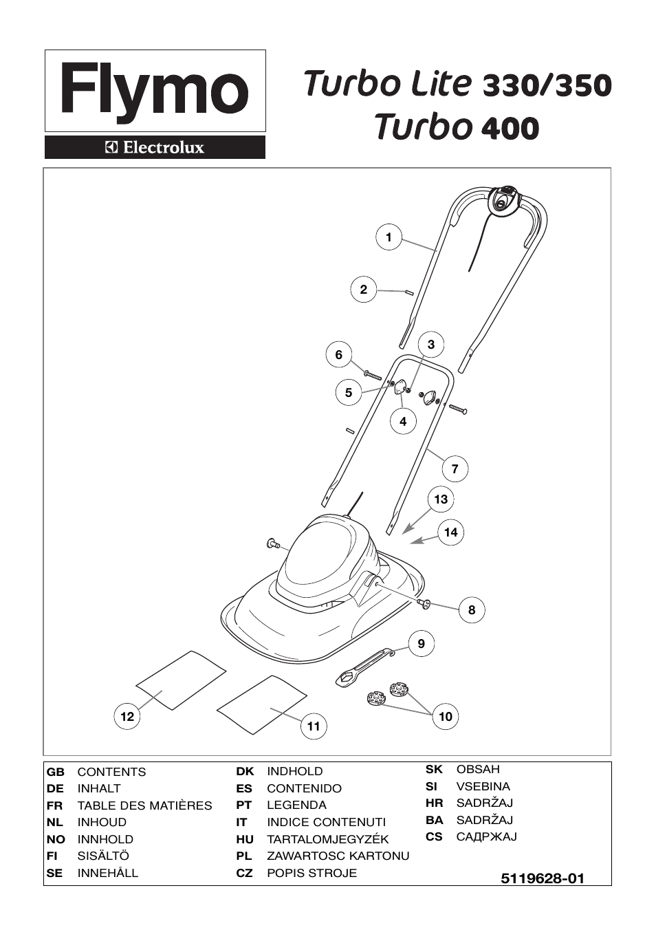 Flymo TURBO LITE 400 User Manual | 9 pages