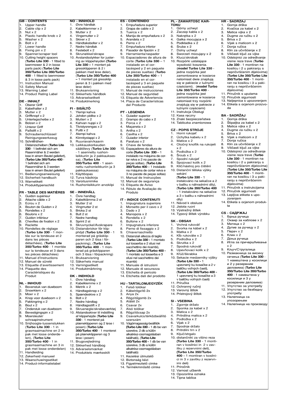 Flymo TURBO LITE 400 User Manual | Page 2 / 9