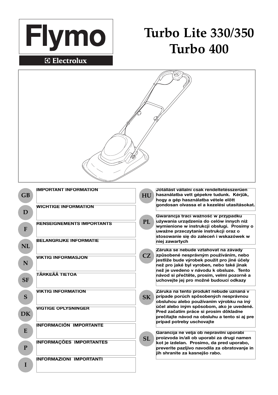 Flymo Turbo 400 User Manual | 11 pages