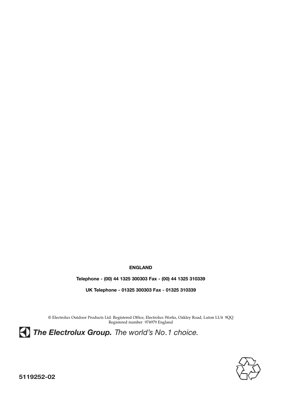 The electrolux group. the world’s no.1 choice | Flymo Turbo 400 User Manual | Page 11 / 11