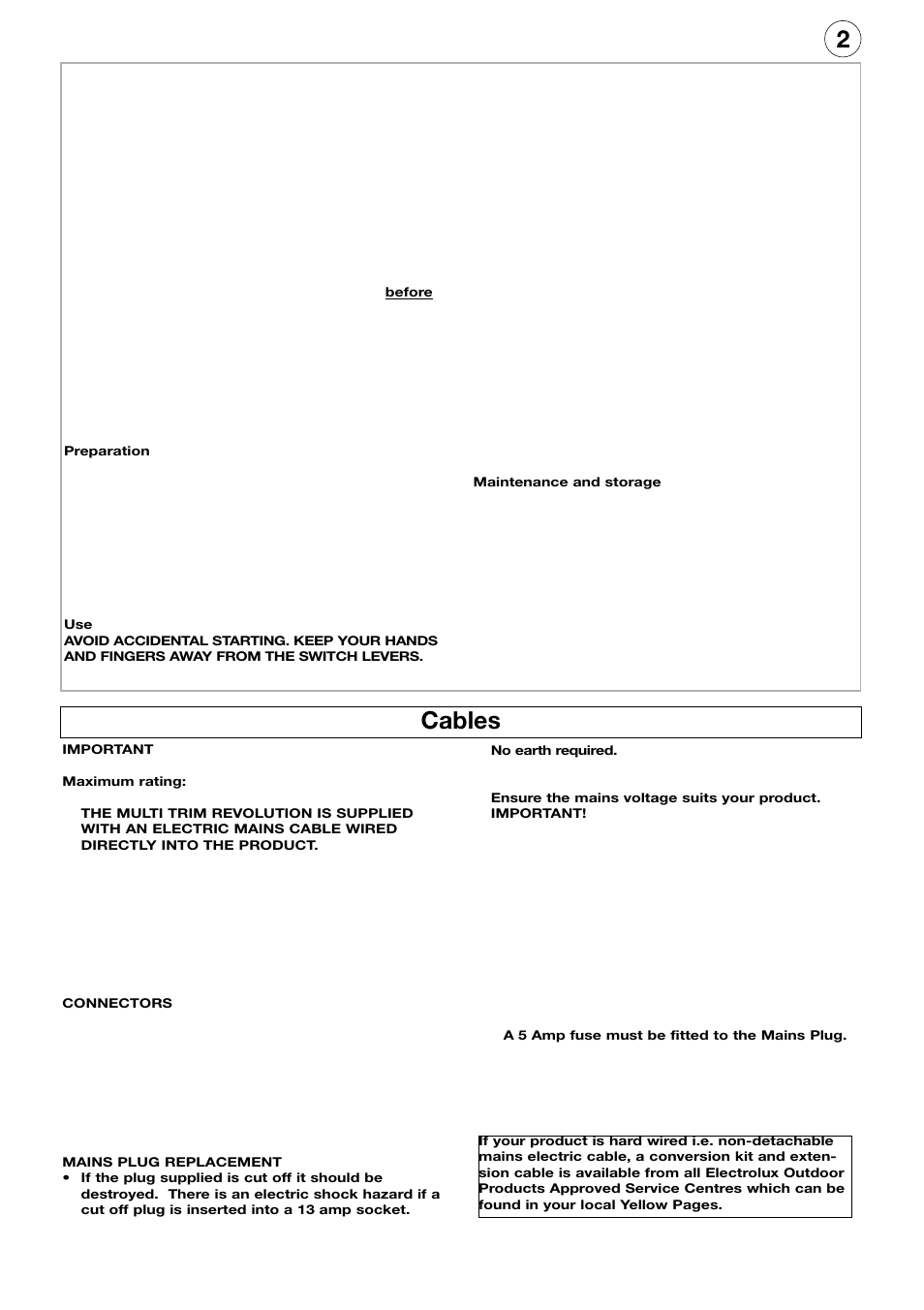 Cables | Flymo Multi-Trim Edger And Trimmer User Manual | Page 3 / 8