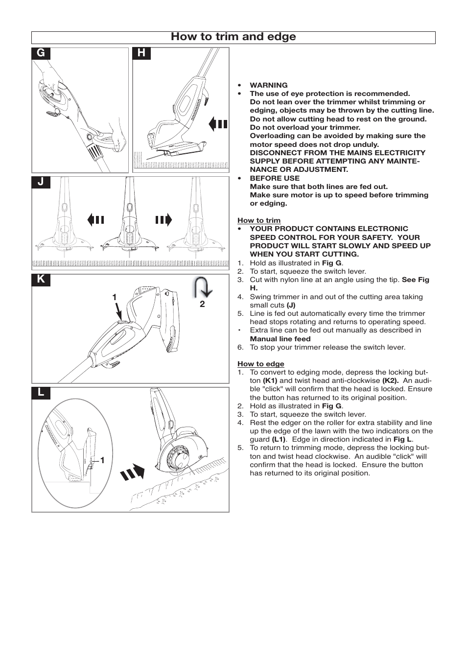 Hk j how to trim and edge | Flymo POWER TRIM 600 HD User Manual | Page 5 / 9