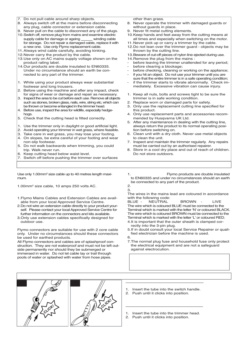 Cables, Assembly instructions a1 a2 | Flymo CONTOUR 500 XT User Manual | Page 3 / 9
