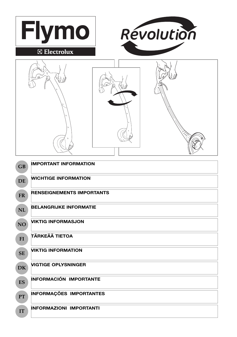 Flymo Electrolux Revolution User Manual | 8 pages