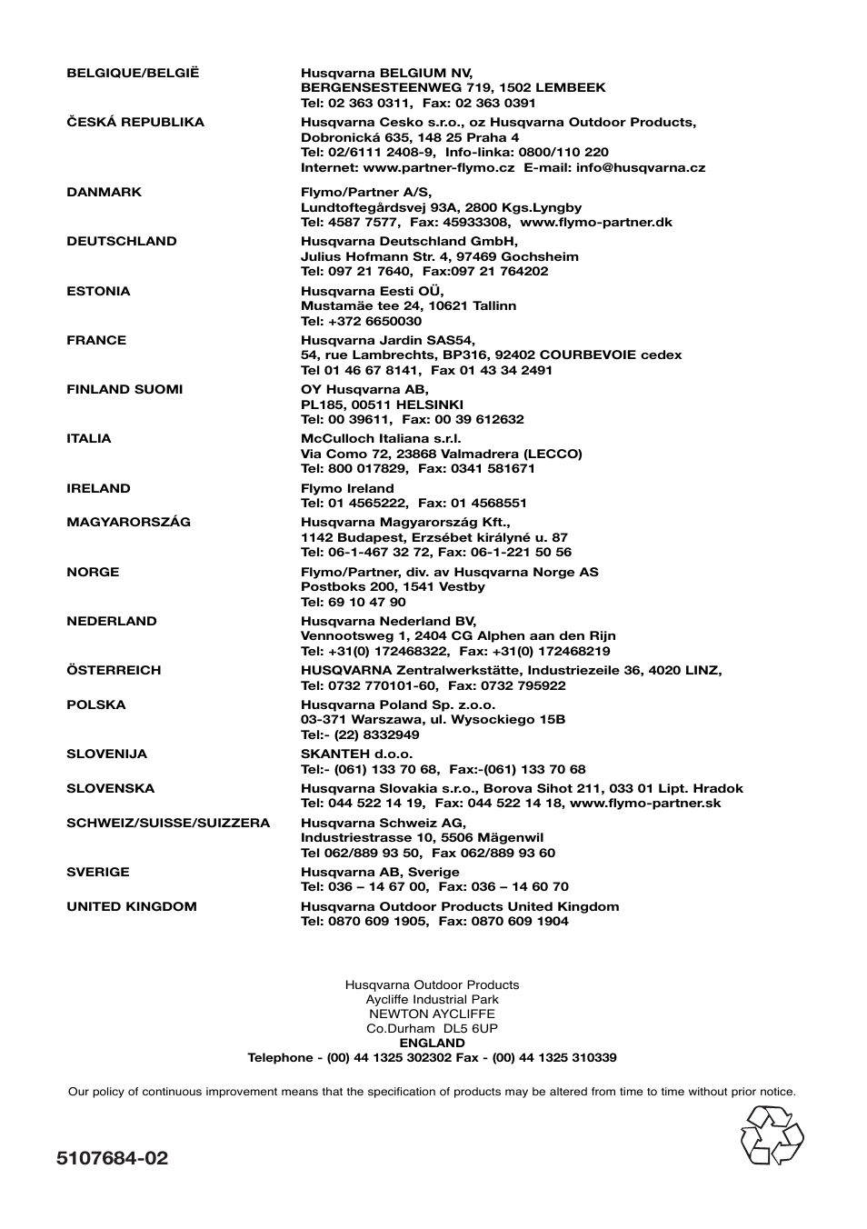 Flymo Samurai 800/1000 User Manual | Page 52 / 52