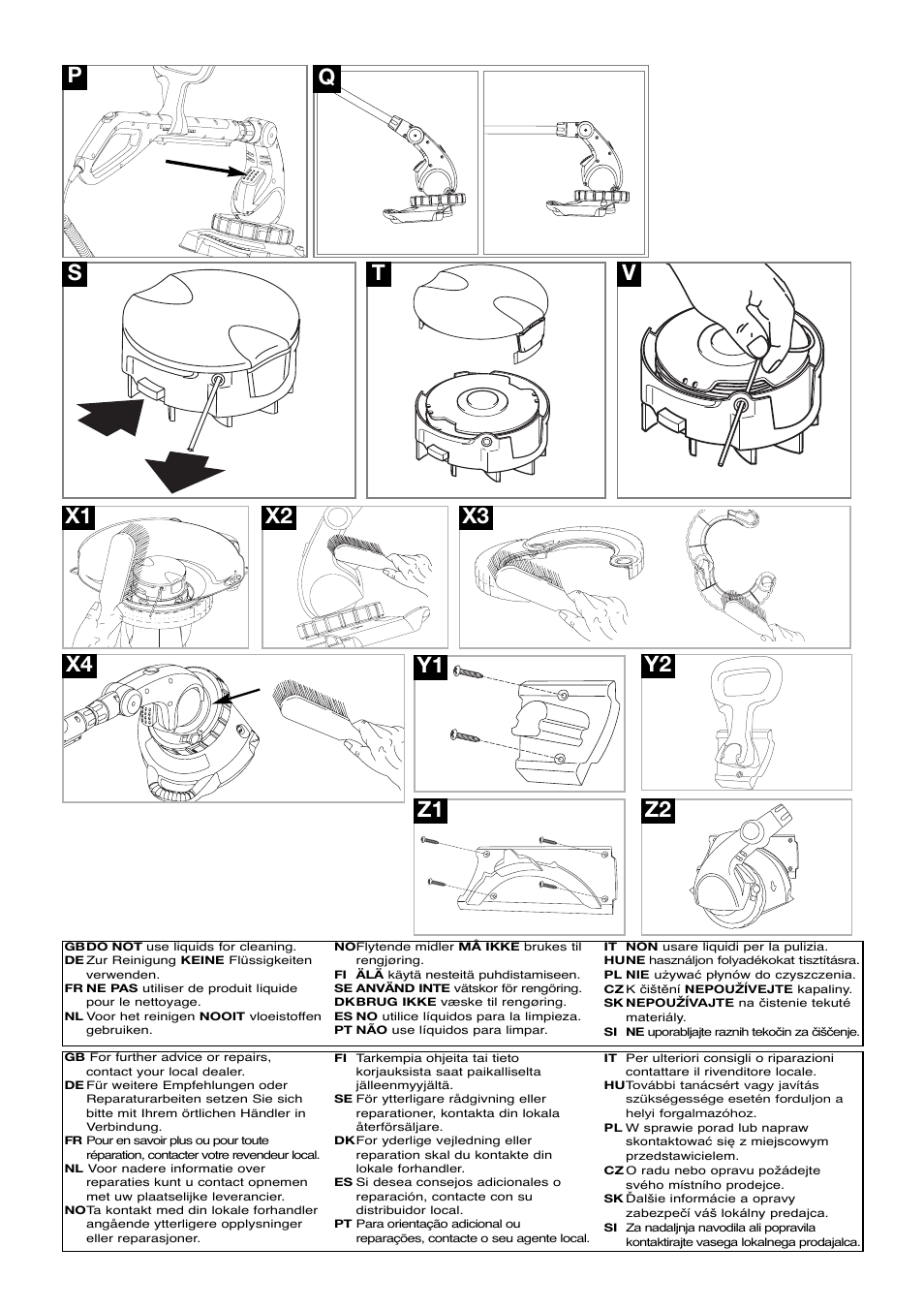 Y1 y2 z1 z2 | Flymo Sabre Trim User Manual | Page 3 / 40