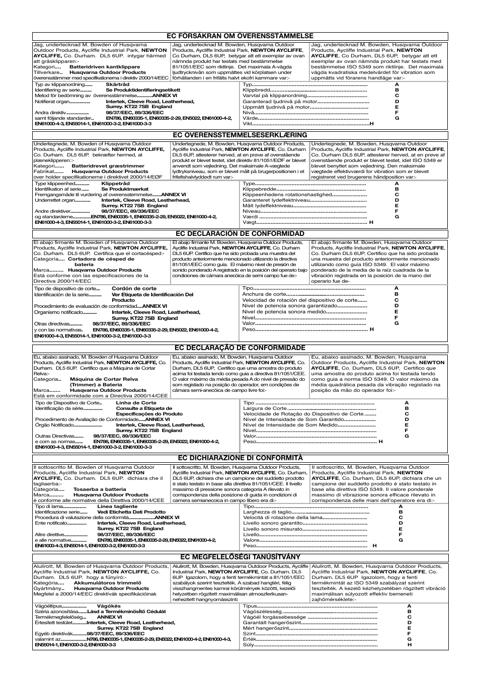 Flymo Sabre Trim User Manual | Page 39 / 40
