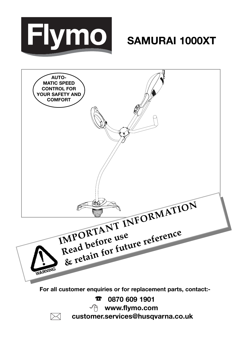 Flymo SAMURAI 1000XT User Manual | 9 pages