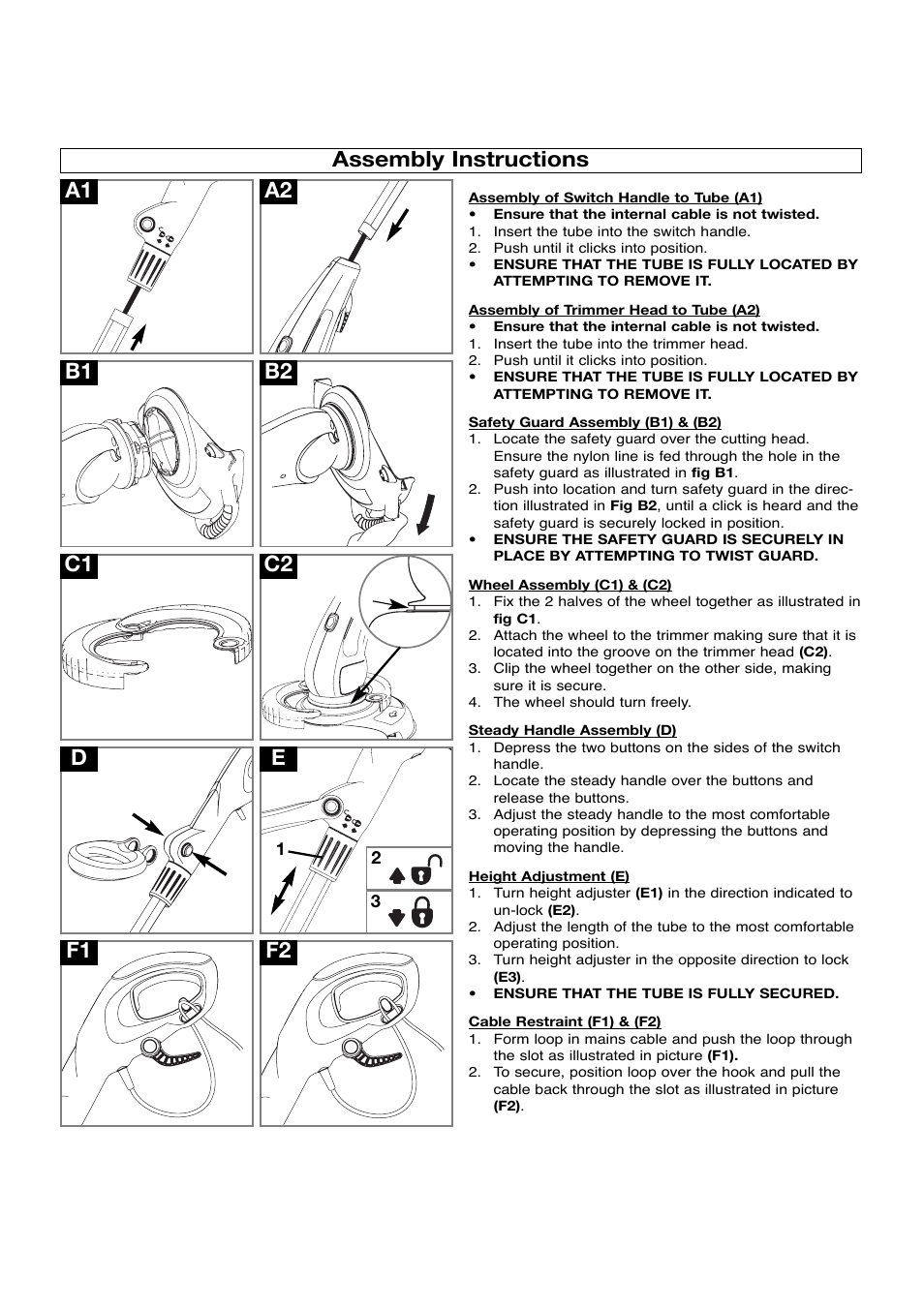 Assembly instructions | Flymo Contour Power Plus Trimmers User Manual | Page 4 / 9