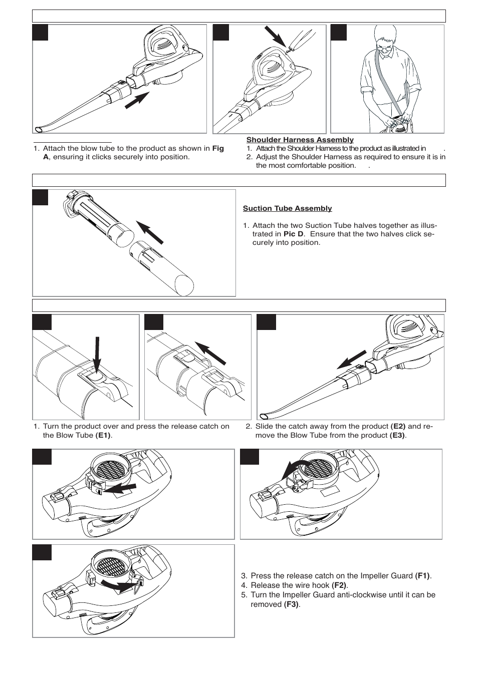 F1 f2 f3, E1 d, E2 e3 | Flymo TWISTER 2700XV User Manual | Page 4 / 8