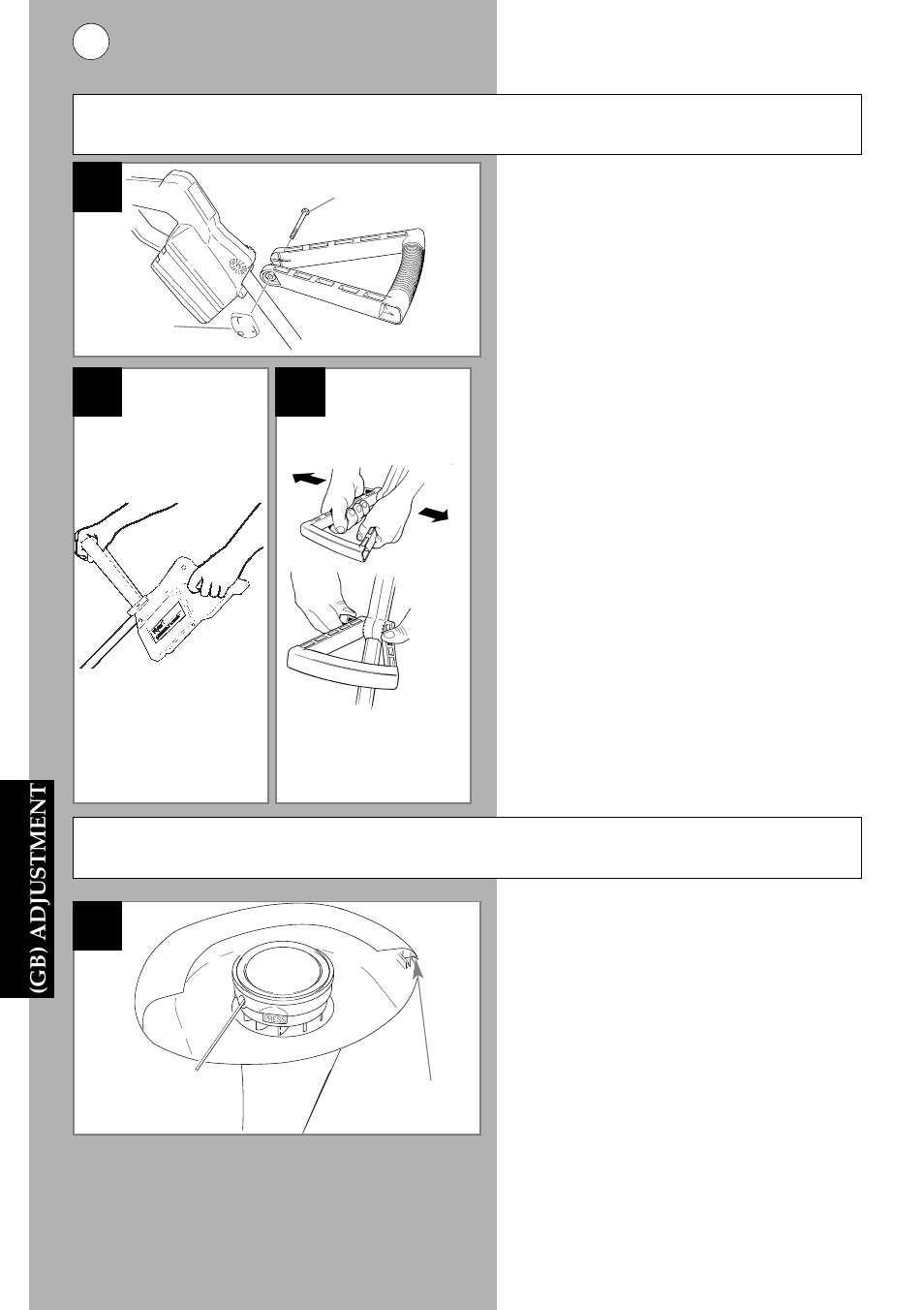 Handle adjustment, Ij k, Auto line feed system | Gb) adjustment | Flymo Multi-Trim CT250 plus User Manual | Page 8 / 13