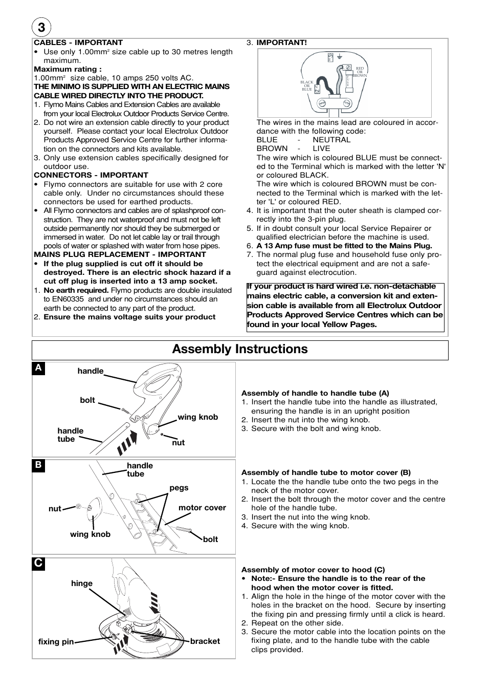 Assembly instructions | Flymo Minimo Electric Lawn Trimmer User Manual | Page 4 / 8
