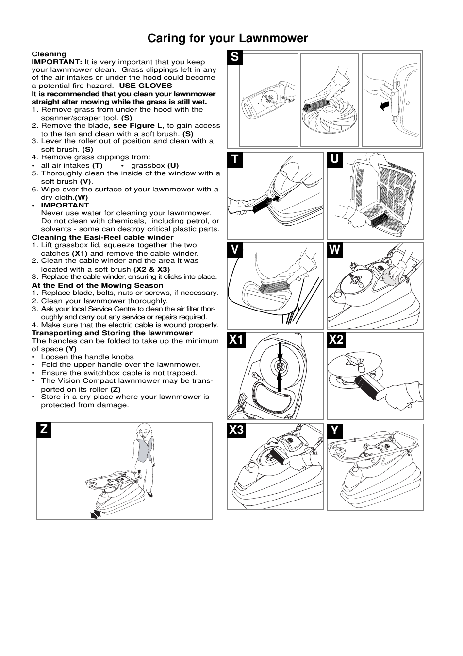 Caring for your lawnmower | Flymo 380 User Manual | Page 8 / 10