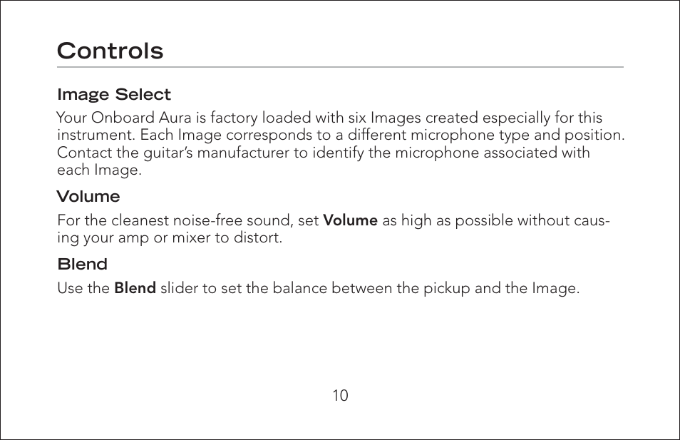 Controls | Fishman Onboard Aura User Manual | Page 10 / 18