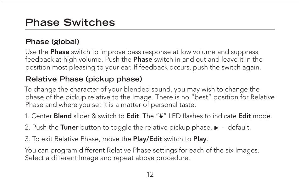 Phase switches | Fishman Onboard Aura User Manual | Page 12 / 18
