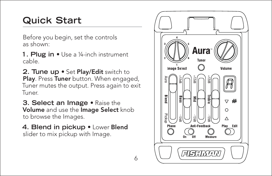 Quick start | Fishman Onboard Aura User Manual | Page 6 / 18