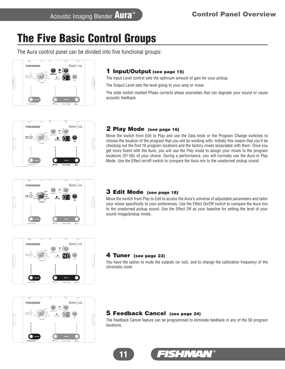 The five basic control groups, Aura | Fishman Aura User Manual | Page 11 / 36