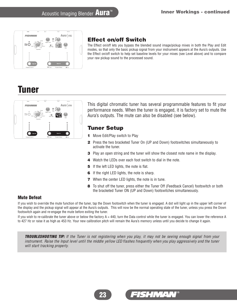 Tuner, Aura | Fishman Aura User Manual | Page 23 / 36