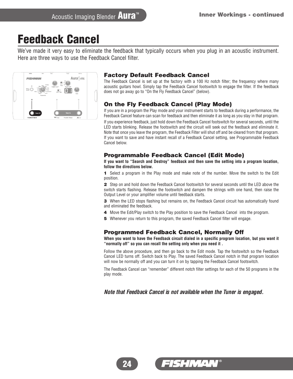 Feedback cancel, Aura | Fishman Aura User Manual | Page 24 / 36