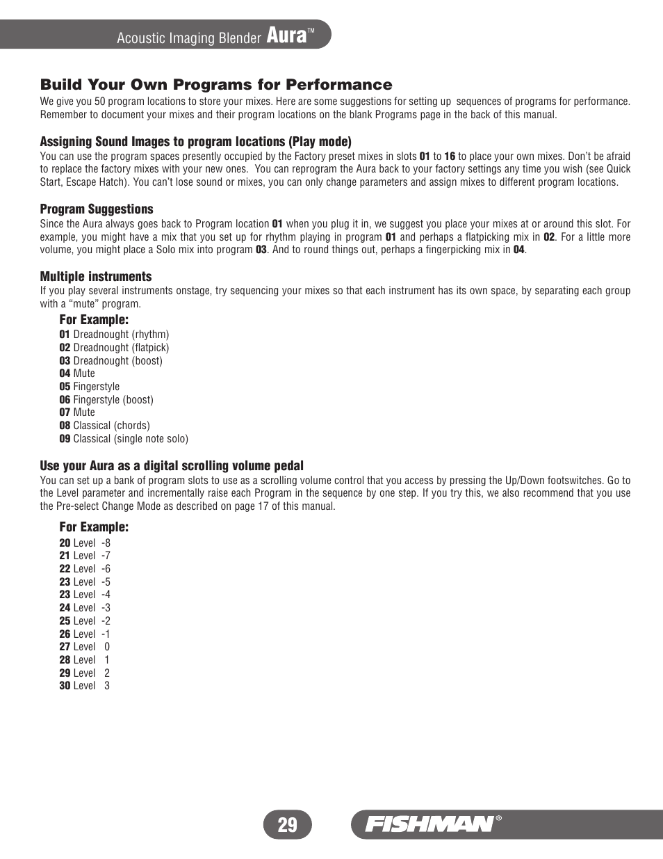 Aura, Build your own programs for performance, Acoustic imaging blender | Fishman Aura User Manual | Page 29 / 36