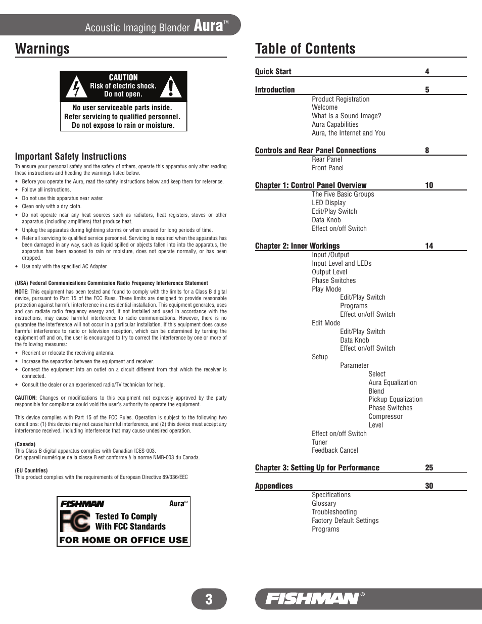 Fishman Aura User Manual | Page 3 / 36
