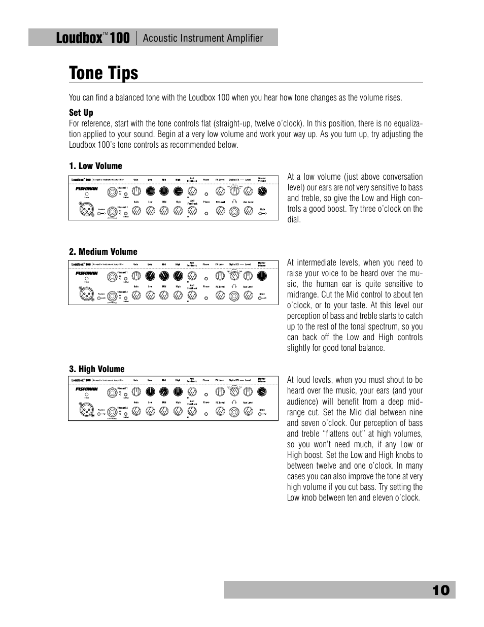 Tone tips, Loudbox 100 | Fishman Loudbox 100 User Manual | Page 10 / 16