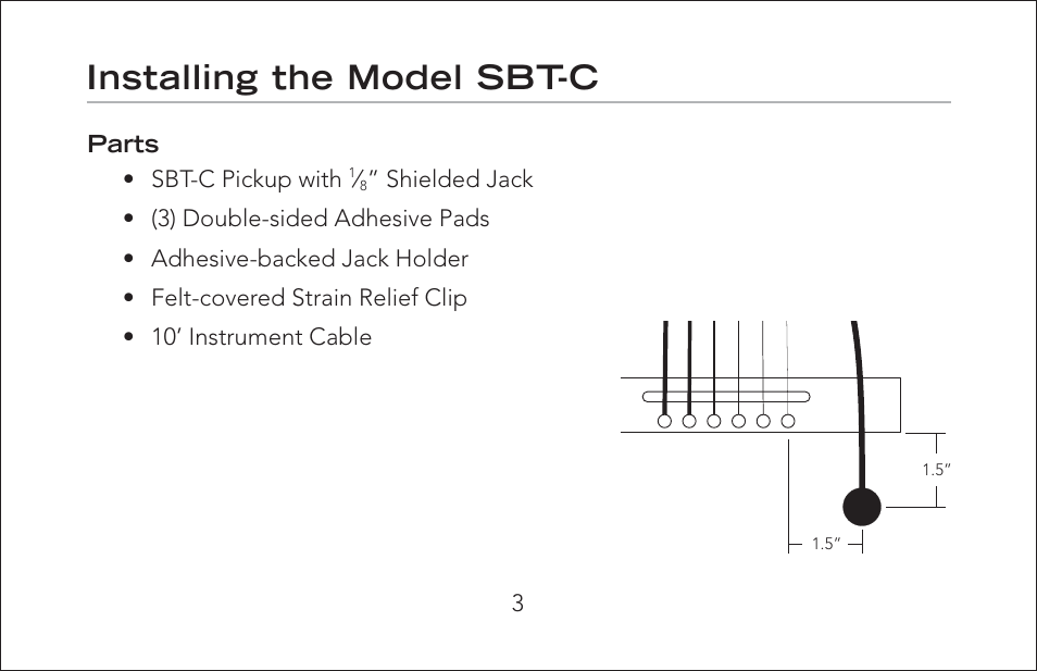 Installing the model sbt-c | Fishman SBT-C User Manual | Page 3 / 12