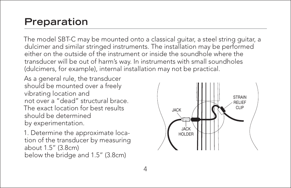 Preparation | Fishman SBT-C User Manual | Page 4 / 12