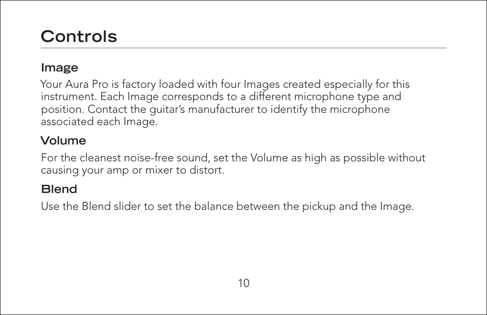 Controls | Fishman Aura Pro User Manual | Page 10 / 18