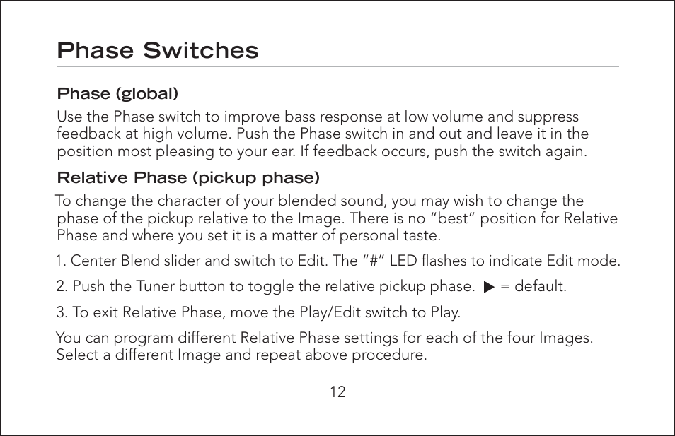 Phase switches | Fishman Aura Pro User Manual | Page 12 / 18