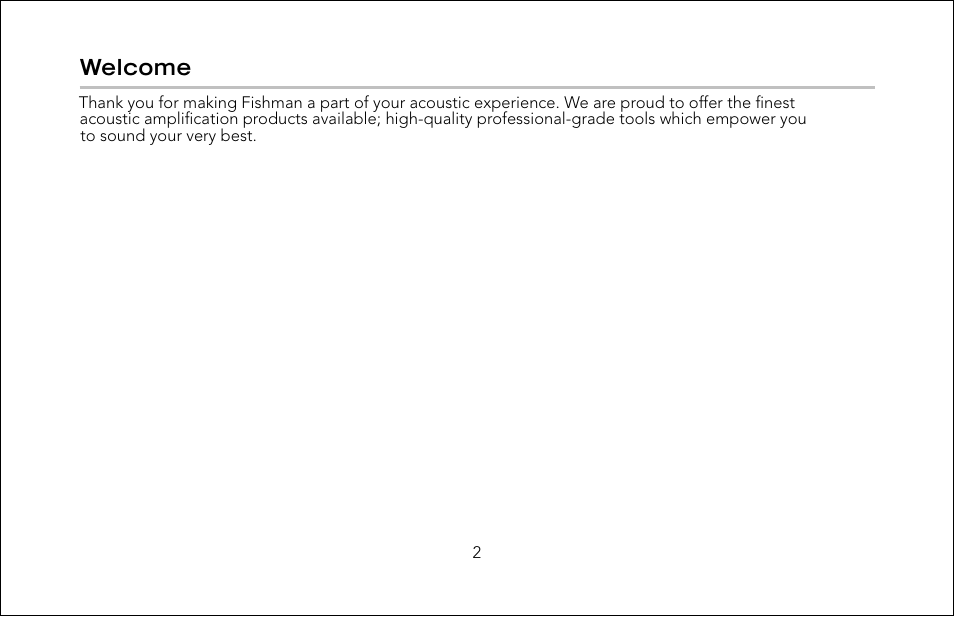 Welcome | Fishman Pro-Eq User Manual | Page 2 / 16