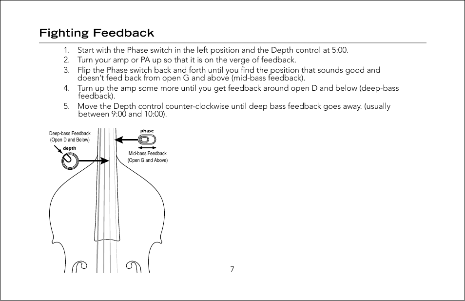 Fighting feedback | Fishman Pro-Eq User Manual | Page 7 / 16