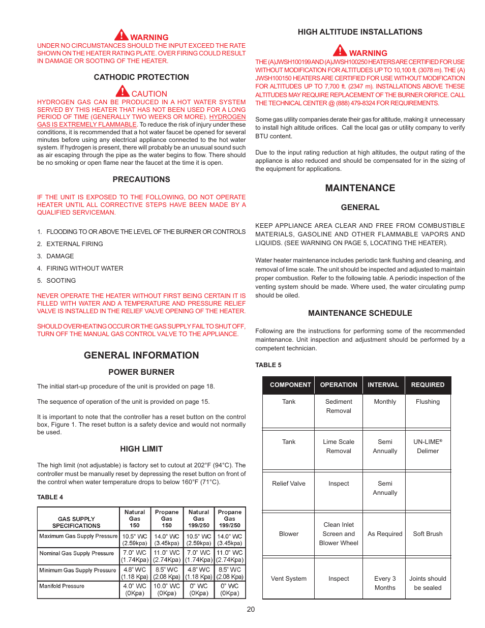 General information, Maintenance | John Wood SERIES 100 User Manual | Page 20 / 36