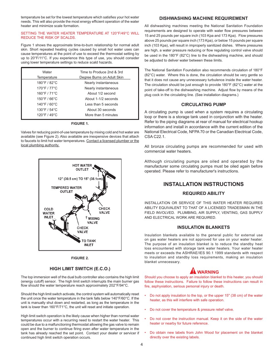 Installation instructions | John Wood SERIES 100 User Manual | Page 4 / 36