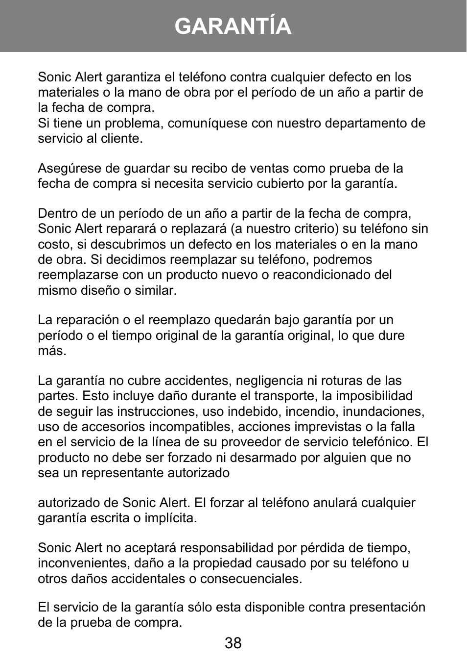 Garantía | Geemarc AMPLI 100VM User Manual | Page 39 / 40