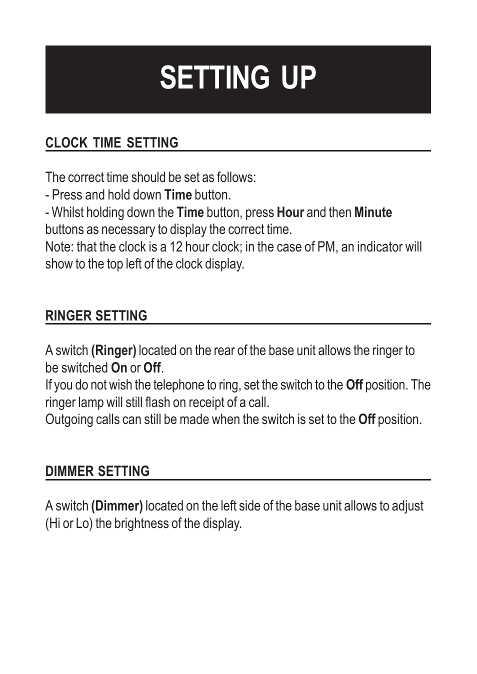 Setting up | Geemarc Petite Trac User Manual | Page 3 / 10