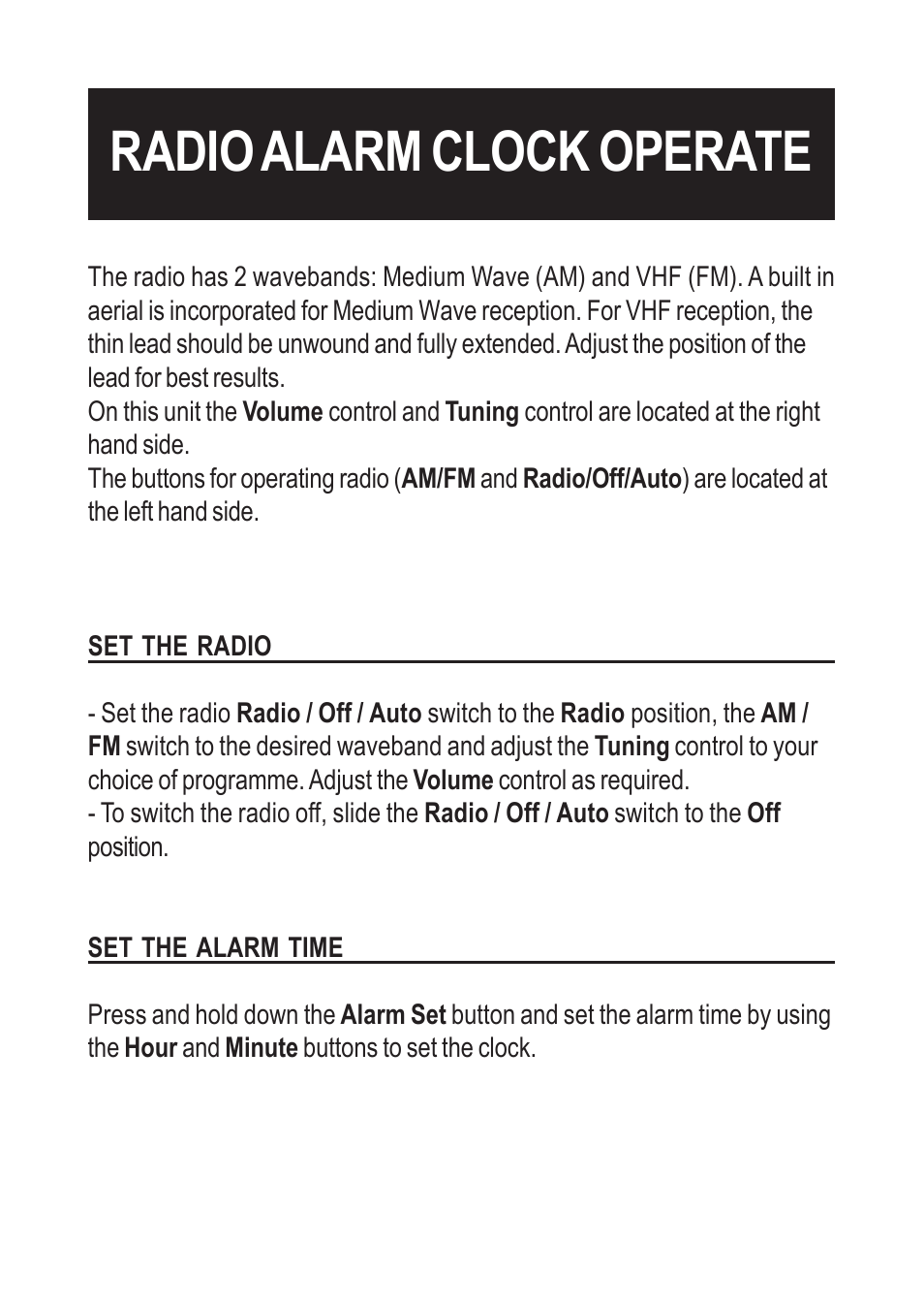 Radio alarm clock operate | Geemarc Petite Trac User Manual | Page 6 / 10
