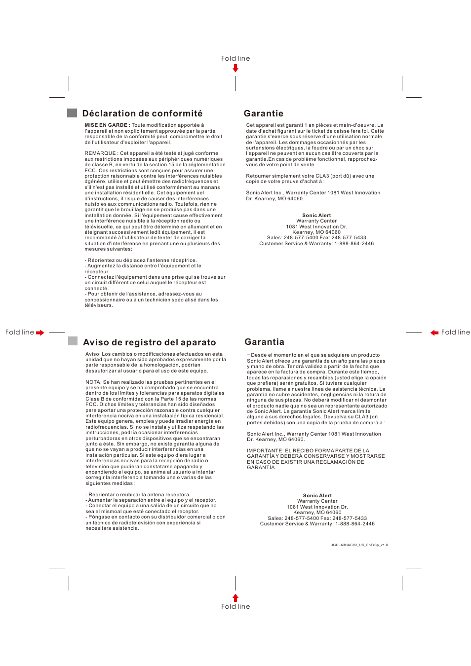 Garantia | Geemarc CLA3 User Manual | Page 2 / 2