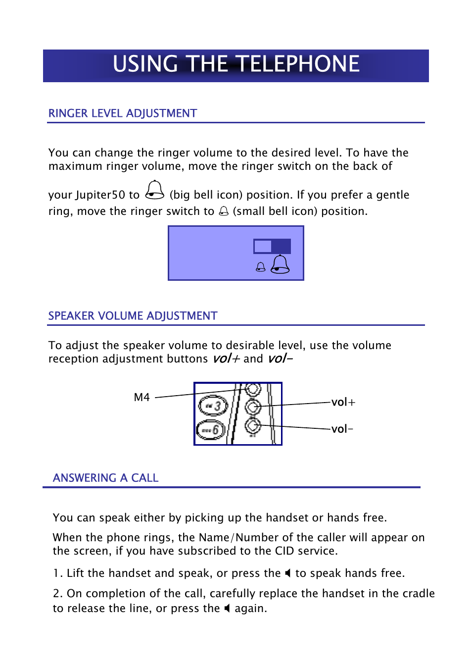 Using the telephone | Geemarc Jupiter 50 User Manual | Page 11 / 21