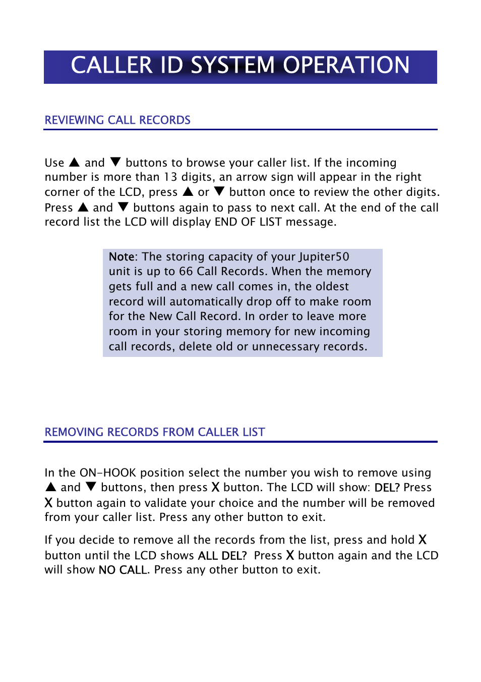 Caller id system operation | Geemarc Jupiter 50 User Manual | Page 18 / 21