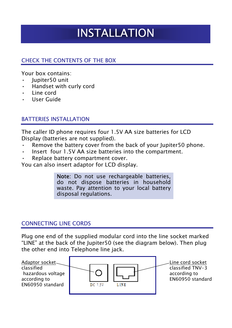 Installation | Geemarc Jupiter 50 User Manual | Page 3 / 21