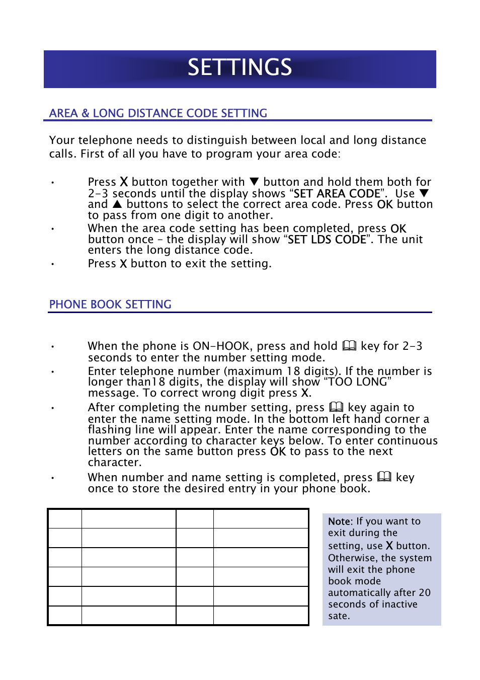 Settings | Geemarc Jupiter 50 User Manual | Page 9 / 21
