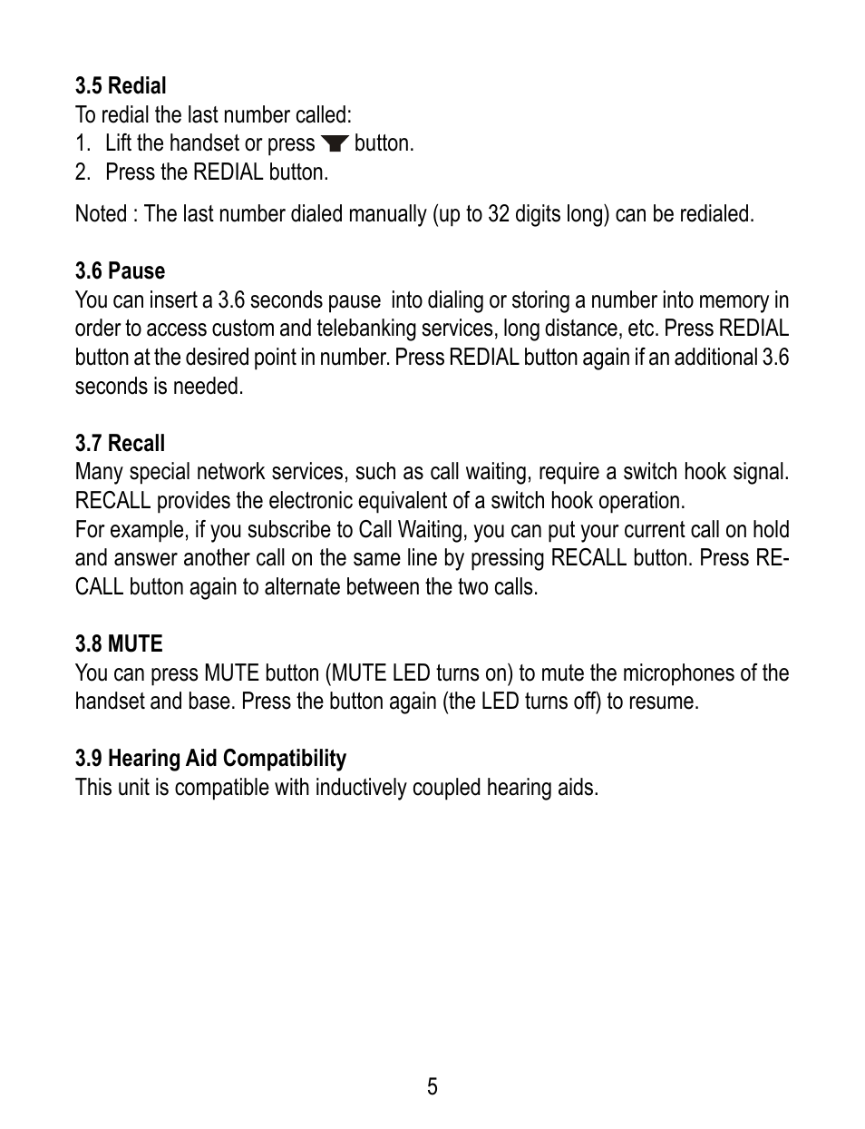 Geemarc TP38 User Manual | Page 5 / 12