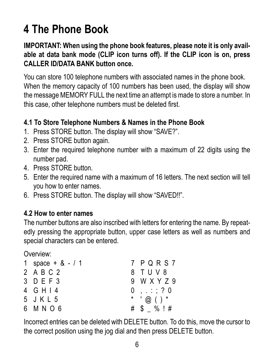4 the phone book | Geemarc TP38 User Manual | Page 6 / 12
