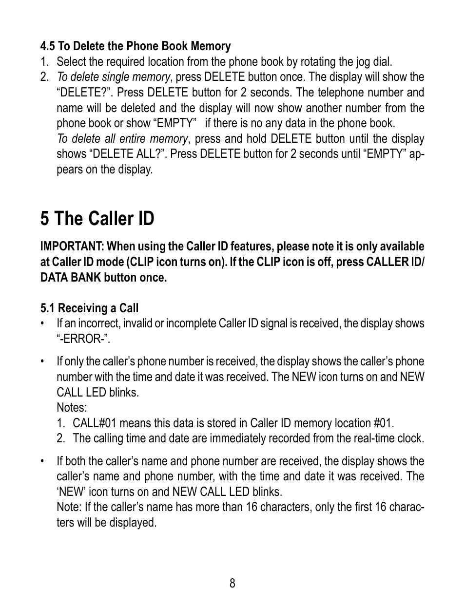 5 the caller id | Geemarc TP38 User Manual | Page 8 / 12